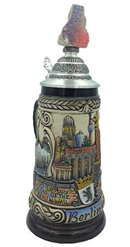 Zöller & Born Bierkrug Berlin Panorama Seidel, original Mauerstück auf Zinndeckel mit Zertifikat, 0,5 Liter Bierseidel ZO 1844-9013 von Zöller & Born