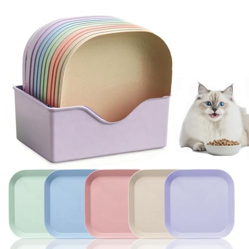 Katzennäpfe, 10 Stück, für Katzen geeignet, flach, Weizenstroh, Kätzchennäpfe für drinnen und draußen, Violett Katzennäpfe, 10 Stück, für Katzen geeignet, flach, Weizenstroh, Kätzchennäpfe für drinnen und draußen, Violett von Zoenif