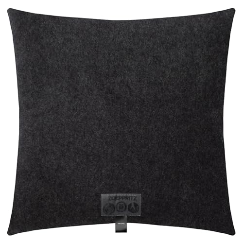 Soft-Fleece-Kissenbezug – Polarfleece-Kissenbezug mit Häkelstich – Flauschige Kissenhülle – 40x40 cm – 960 Anthracite Mel. – von 'zoeppritz since 1828', 702291-960-40x40 von Zoeppritz Since 1828