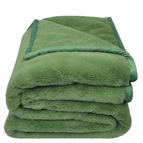 Zoeppritz The Blanket – Extra weiche Decke aus recyceltem Polyester, vegan, beidseitige Felloptik, Allergiker geeignet, Meander Design (Kiwi, 150x200cm) von Zoeppritz Since 1828