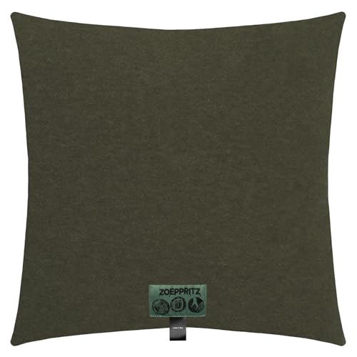 Soft-Fleece-Kissenbezug – Polarfleece-Kissenbezug mit Häkelstich – Flauschige Kissenhülle – 40x40 cm – 681 Olive Branch – von 'zoeppritz since 1828', 702291-681-40x40 von Zoeppritz since 1828