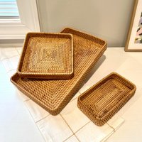 Dekorative Serviertabletts Weihnachten Küche Wohnkultur Personalisierte Geschenke Für Sie Weben Rechteck Trockenobstplatte Tablett Montessori Körbe von Zoetangle