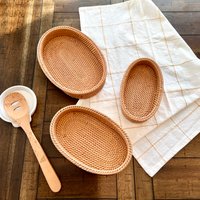 Eleganter Feiertags-Korb Für Mama Rattan Oval Körbe Handgewebte Eitelkeitstabletts Schickes Catch-All-Tablett Dekorativer Obstkorb Perfektes von Zoetangle