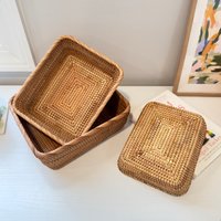 Handgemachte Rattan Körbe Set Rechteck Gewebt Obst Holz Tabletts Für Haus Tuch Kosmetik Badezimmer Wohnzimmer Lagerung Einweihungsparty Geschenke von Zoetangle