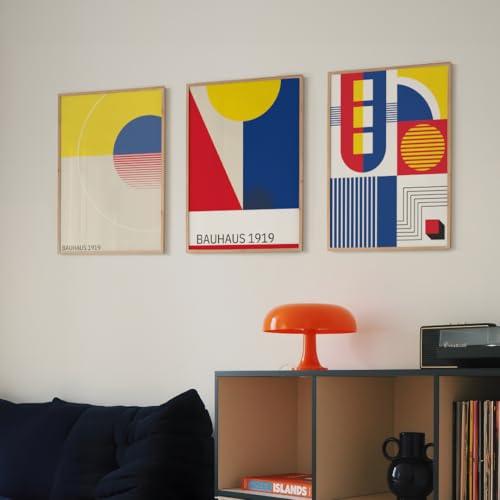 ZoeyAustin® 3 Doppelseitiges Kunstdruck Poster Set, DIN A3 (30cm x 42cm), Stilvolles Wandposter, 6 Wandbilder, Beidseitige Bilder (Bauhaus, Ohne Rahmen - DIN A3) von Zoey Austin