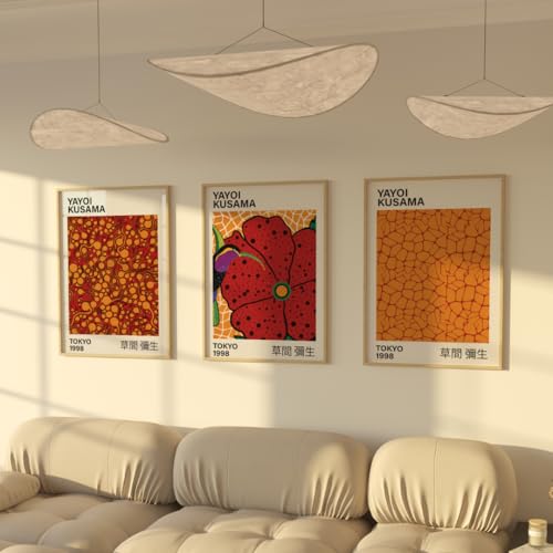 ZoeyAustin® 3 Doppelseitiges Kunstdruck Poster Set, DIN A3 (30cm x 42cm), Stilvolles Wandposter, 6 Wandbilder, Beidseitige Bilder (Kusama 2, Ohne Rahmen - DIN A3) von Zoey Austin