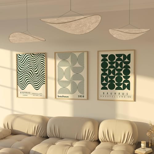 ZoeyAustin® 3 Kunstdruck Poster Set, Ohne Rahmen, 50x70, Stilvolles Wandposter, 3 Wandbilder, Beidseitige Bilder (Bauhaus Green) von Zoey Austin