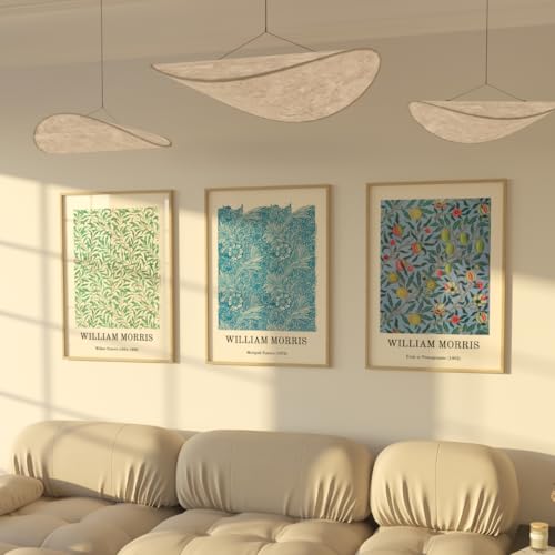 ZoeyAustin® 3 Doppelseitiges Kunstdruck Poster Set, DIN A3 (30cm x 42cm), Stilvolles Wandposter, 6 Wandbilder, Beidseitige Bilder (William Morris Blumen/Schilinger abstrakt, Ohne Rahmen - DIN A3) von Zoey Austin