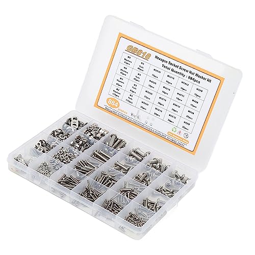 884pcs Pan Cross Screw Nut Kit Sechsschlüssel M2 M3 M4 M5 304 Edelstahl -Set für verschiedene Maschinen 884pcs Pan Cross Screw Nut Kit Sechsschlüssel M2 M3 M4 M5 304 Edelstahl -Set für verschiedene Maschinen von Zoeyilan