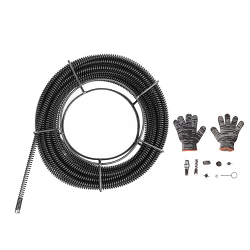 Drain Cleaner Federstahl Kabel Schlangenbaggerrohr 16 mm 30 Meter für Waschbecken Duschrohren 8 Zubehör Gloves Drain Cleaner Federstahl Kabel Schlangenbaggerrohr 16 mm 30 Meter für Waschbecken Duschrohren 8 Zubehör Gloves von Zoeyilan