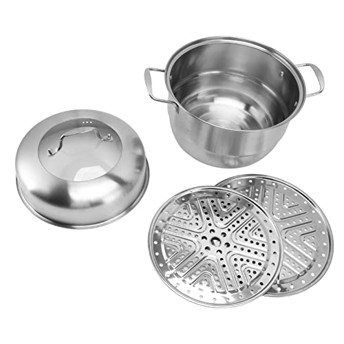 Edelstahl -Dampf -Topf -Set Multi -Layer -Dickkochgeschirrtopf mit Glasdeckelgriffen auf beiden Seiten große Kapazität für Familienmahlzeiten (2 Tier) von Zoeyilan