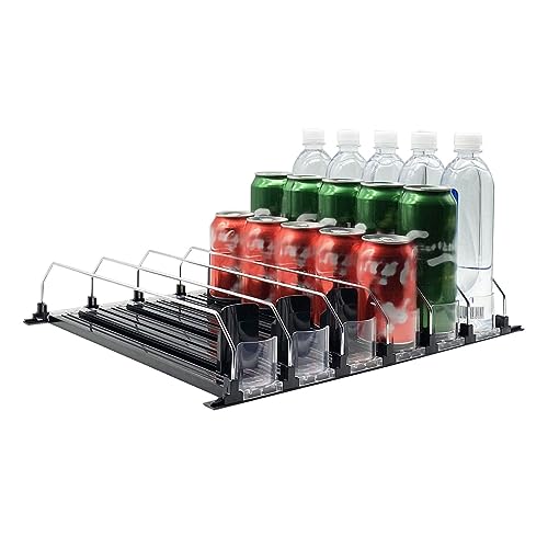 Getränke Organizer, automatischer Pusher Glide Soda Can Organizer, 6 RowSSoda -Spender, Breite einstellbarer Einfacher Betriebsraumsparung für den Kühlschrank (schwarz) (31cm) (38 cm) von Zoeyilan