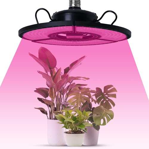 LED wachsen Licht für Innenpflanzen, vollwertige Spektrum 360 LEDs Rot Blau Weiß, 90 ° Collabsible wasserdichte, Höhe verstellbare Hanglampe mit E27 -Basis für Zelt & Gewächshaus von Zoeyilan