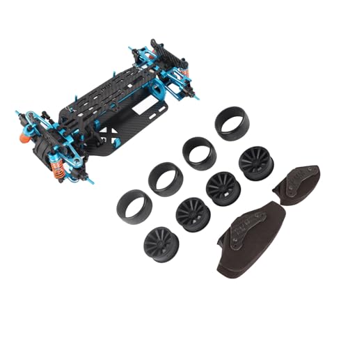 RC -Radstand Rahmen Carbonfaser -Chassis -Stoßfänger hohe Qualität leicht zu montieren Aluminiumlegierung + Kohlefaserblau + Schwarz für TT01 1/10 RC -Automodell von Zoeyilan