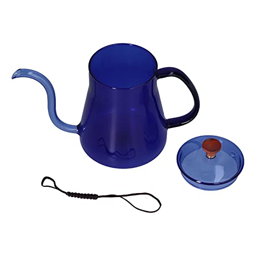 Schwanenhalskaffeekessel, 600 ml über Tropftopf, Kaffeekessel, lange Mund -Teekanne, Glas -Espresso -Topf, leicht zu reinigen, Kocher für die Heimküche zu Hause (Blau) von Zoeyilan