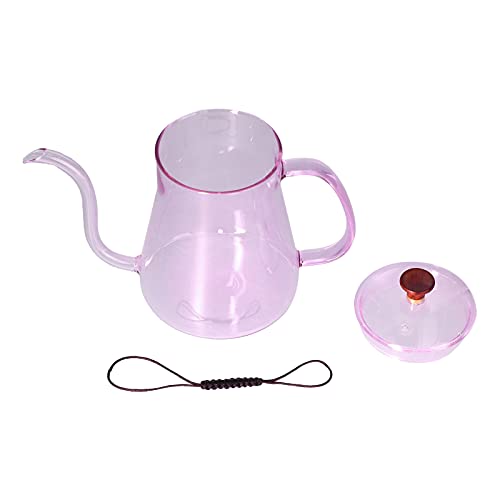 Schwanenhalskaffeekessel, 600 ml über Tropftopf, Kaffeekessel, lange Mund -Teekanne, Glas -Espresso -Topf, leicht zu reinigen, Kocher für die Heimküche zu Hause (Rosa) von Zoeyilan