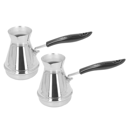 Zoeyilan 2pcs Edelstahl türkischer Kaffeekanne, Herd über die Kaffeemaschine Kessel, schmelzend kochendes Wasserkocher mit langem Griff für Milch, Tee, heiße Schokolade, köstliche (650 ml) von Zoeyilan
