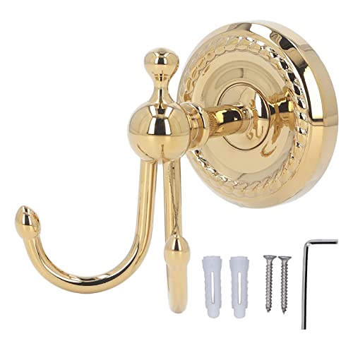 Zoeyilan Doppel Zinken Robe Haken Antike Gold Finish Starke Belastung Lager Wand Montiert Kleiderhaken Badezimmer von Zoeyilan