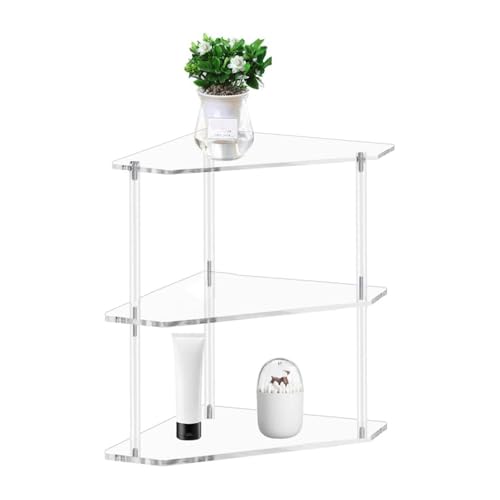 Zoeyilan Dreieck Acryldreieck Endtisch, Eckregal 3 -Tier -Badezimmer Organizer Arbeitsplatte Eckregale, stapelbares klares Dusche Eitelkeitsregal, für Wohnzimmer, Schlafzimmer, Badezimmer von Zoeyilan