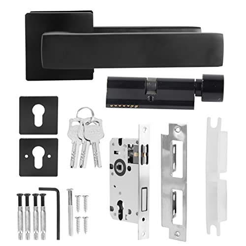 Zoeyilan Verstellbarer schwarzer Schlosszylinder Griff Set Türzubehör für Sicherheitstüren, Wohnzimmer, Schlafzimmer von Zoeyilan