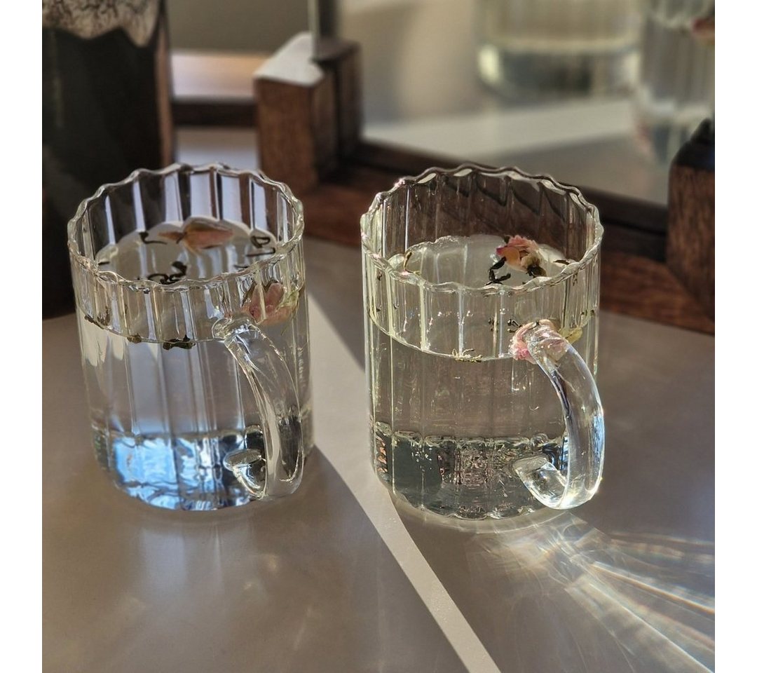 Zoha Glas Riffle Cup Kaffeeglas Teeglas Heißgetränke - 350 ml, Borosilikatglas, Hitzebeständig Trinkglas Cocktailgläser Eiskaffeegläser Tee Saft von Zoha