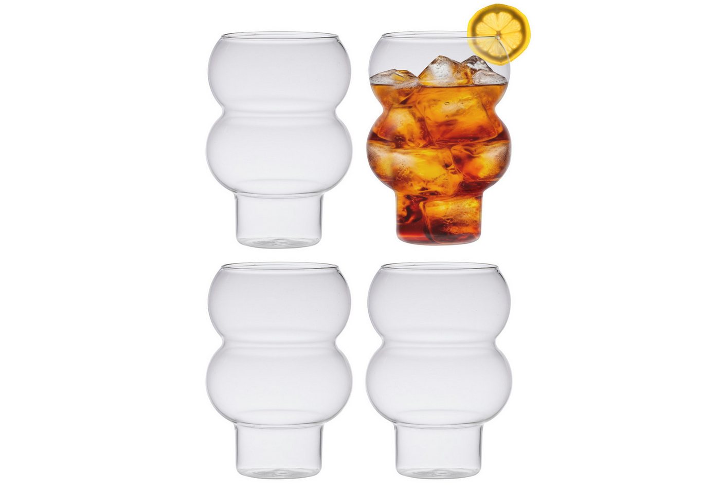 Zoha Glas Two Bubble Cocktail- 535ml - Heißgetränke Kaffeeglas, Borosilikatglas, Hitzebeständig Trinkglas Cocktailgläser Eiskaffeegläser Tee Saft von Zoha