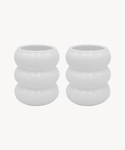 Zoha Handgefertigte Keramikbecher 2er Set Wave - Kaffeetassen Set Modern mit Wellendesign, Große Kaffeetassen 400 ml, Keramik Becher handgefertigt und spülmaschinengeeignet - Mug Set - Weiß Zoha Handgefertigte Keramikbecher 2er Set Wave - Kaffeetassen Set Modern mit Wellendesign, Große Kaffeetassen 400 ml, Keramik Becher handgefertigt und spülmaschinengeeignet - Mug Set - Weiß von Zoha
