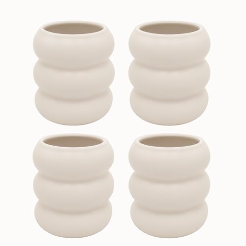 Zoha Handgefertigte Keramikbecher 4er Set Wave - Kaffeetassen Set Modern mit Wellendesign, Große Kaffeetassen 400 ml, Keramik Becher handgefertigt und spülmaschinengeeignet - Mug Set - Matte Beige Zoha Handgefertigte Keramikbecher 4er Set Wave - Kaffeetassen Set Modern mit Wellendesign, Große Kaffeetassen 400 ml, Keramik Becher handgefertigt und spülmaschinengeeignet - Mug Set - Matte Beige von Zoha