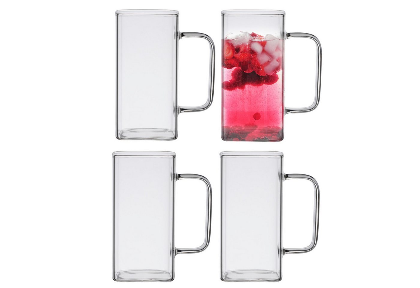 Zoha Latte-Macchiato-Glas Square Henkelglas Cocktail 330 ml Heißgetränke Kaffeeglas, Borosilikatglas, Hitzebeständig Latte Macchiato Glas Eiskaffeegläser von Zoha