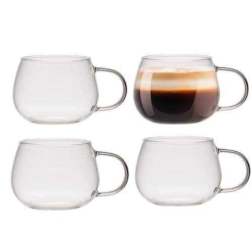 Zoha Pumpkin Gläser Set | Design Pumpkin Glass | Borosilikatglas | Trinkgläser Cocktail Gläser Eiskaffeegläser Matcha Gläser Wasser Tee Saft Kaffee | Spülmaschinengeeignet | 320 ml (4er Set) von Zoha