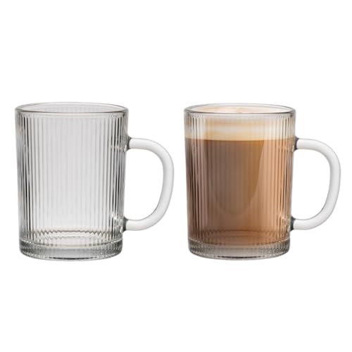 Zoha Riffle Cup Gläser Set | Design Kare Glass | Trinkgläser Cocktail gläser Eiskaffeegläser Wasser Tee Saft Kaffee | Spülmaschinengeeignet | 360 ml von Zoha