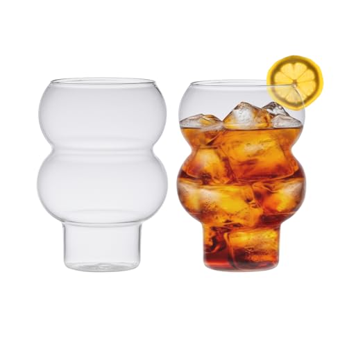 Zoha Two Bubble Gläser Set | Design Bubble Glass | Borosilikatglas | Trinkgläser Cocktail Gläser Eiskaffeegläser Matcha Gläser Wasser Tee Saft Kaffee | Spülmaschinengeeignet | 535 ml (2er Set) von Zoha