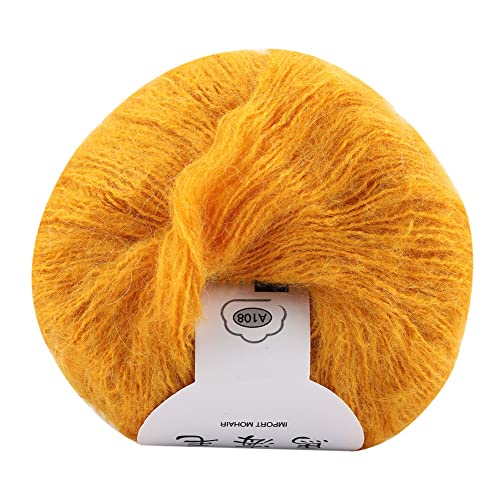 23 Turmeric Wool Yarn Soft Thin Angora Mohair Yarn Hand Washable Long Wool for Knitting DIY Shawl Scarf Crochet Thread Supplies (23 Turmeric) von Zohisin