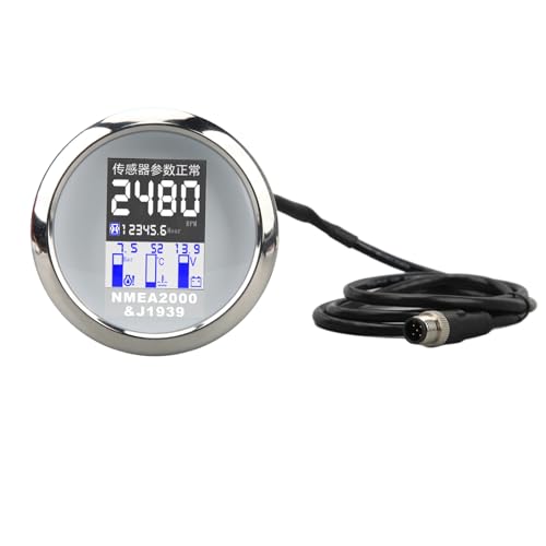 85MM Boat Tachometer Integrating Temperature Oil Pressure RPM And Voltage Monitoring For Real Time Data In RV Yacht Fishing Boat And With DC9 To 32V Working Voltage (White Dial) von Zohisin