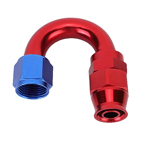 An10 Aluminiumlegierung Rot Blau Ölleitungsanpassungsadapter für PTFE -Kraftstoffschlauch 180 Grad Aluminiumretention Pins ermöglichen 360 Grad Anpassung nach der Installation (180 Degree) von Zohisin