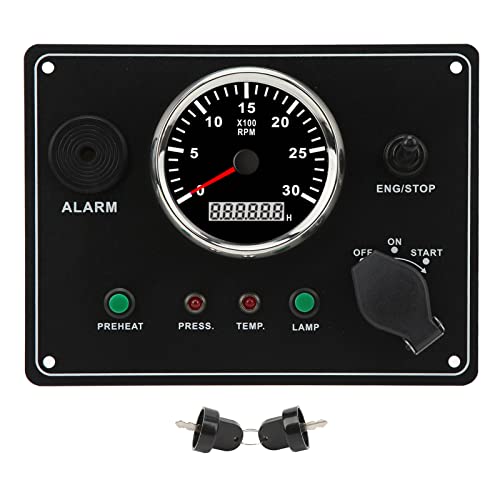 Marine Instrument Panel Multi -Funktion 3000 U/min Motor Tachometer niedriger Öldruck Wassertemperaturalarm für Wohnmobilyachten Boote (24 v) von Zohisin