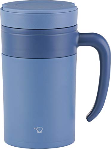 Zojirushi SE-KAE48-AZ Thermobecher mit Tee-Infuser 480 ml – Vakuum-Edelstahlbecher mit Griff, auslaufsicher, doppeltes Sieb, BPA-frei – Prussian Blue von Zojirushi