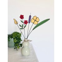 Bouquet Mit 5 Stielen-Kalifornien-Mohn, Scharlachrote Flachs-Blumen, Rohrkolben, Gras, Buntglas-Bouquet, Immerwährende Blumen, Wildblumen-Bouquet von ZokaKurylov