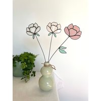 Bouquet Von 3 Pfingstrosen-Buntglas-Pfingstrosen, Buntglas-Bouquet, Buntglas-Blumen, Immerwährende Blumen, Immerwährender Blumenstrauß, Wildblumen von ZokaKurylov