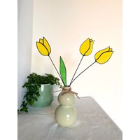 Bouquet Von 3 Stielen, Buntglas-Tulpen-Bouquet, Buntglas-Blumen, Immerwährende Blumen, Ewiger Blumenstrauß, Gelber Tulpen-Bouquet von ZokaKurylov