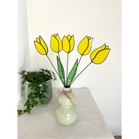 Bouquet Von 5 Stielen, Buntglas-Tulpen-Bouquet, Buntglas-Blumen, Immerwährende Blumen, Ewiger Blumenstrauß, Gelber Tulpen-Bouquet von ZokaKurylov