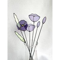 Lila Mohnblumenstrauß, 6 Stiele Set, Buntglas Blumen, Blumen Blumen von ZokaKurylov