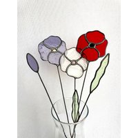 Mohnblumenstrauß, Set Von 5 Stielen, Buntglas Mohnblumen, Blumen Blumen Blumen, Blumen Blumenstecker, Mohnstecker von ZokaKurylov