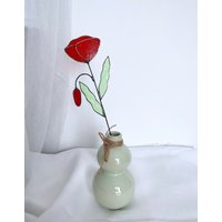 Rote Mohnblume, Buntglas Mohn, Buntglas Blume, Immerwährende Blumen, Buntglas Mohn Blume, Blumen Pflanzenpfahl von ZokaKurylov