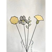 Set Von 4 Stielen, Buntglas Strauß, Buntglas Blumen, Immerwährende Blumen, Iris, Ipomoea, Pusteblume von ZokaKurylov