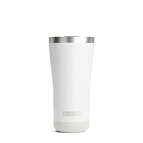 Zoku Pulverbeschichtetes Trinkglas, 590 ml, aus hochwertigem Edelstahl und vakuumisoliert, speziell drehbarer Deckel für Trinken und Strohhalm von Zoku