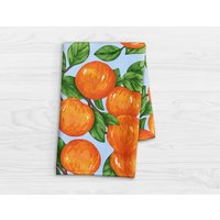 Orange Früchte Küchentuch - Bunte Zitrusfrüchte Handtuch Handgemaltes Orangenbaum Badezimmerhandtuch Sommerobstgarten Geschirrtuch von ZolaPepper