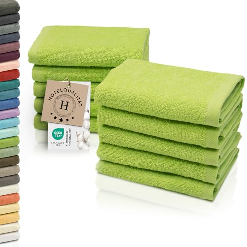 ZOLLNER 10er Set Seiftücher - weiche und saugstarke Waschlappen - waschbar bis 95°C - Baumwolle - 30x30 cm in grün von ZOLLNER