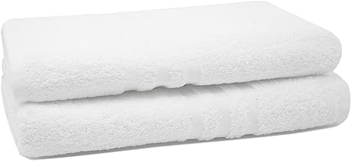 ZOLLNER 2er Set Duschhandtücher, Badetücher, 70x140 cm, Baumwolle, weiß von ZOLLNER