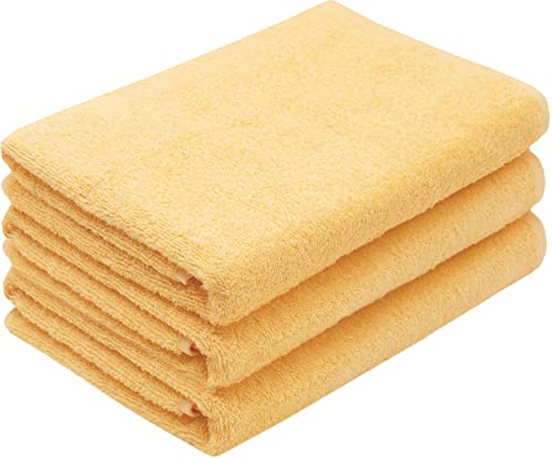 ZOLLNER 3er Set Duschtücher in 70x140 cm - besonders weiche und saugstarke Handtücher in gelb - mit praktischem Aufhänger - waschbar bis 95°C - Baumwolle - Hotelqualität von ZOLLNER